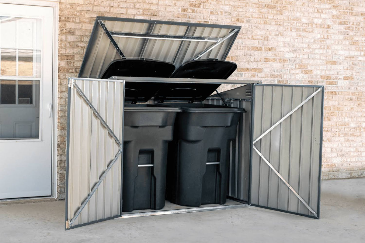 Cover-It 6x3 Metal Outdoor Galvanized Steel Storage Shed with Swinging Lockable Doors for Backyard or Patio Storage of Trash Cans, Bikes, Supplies,