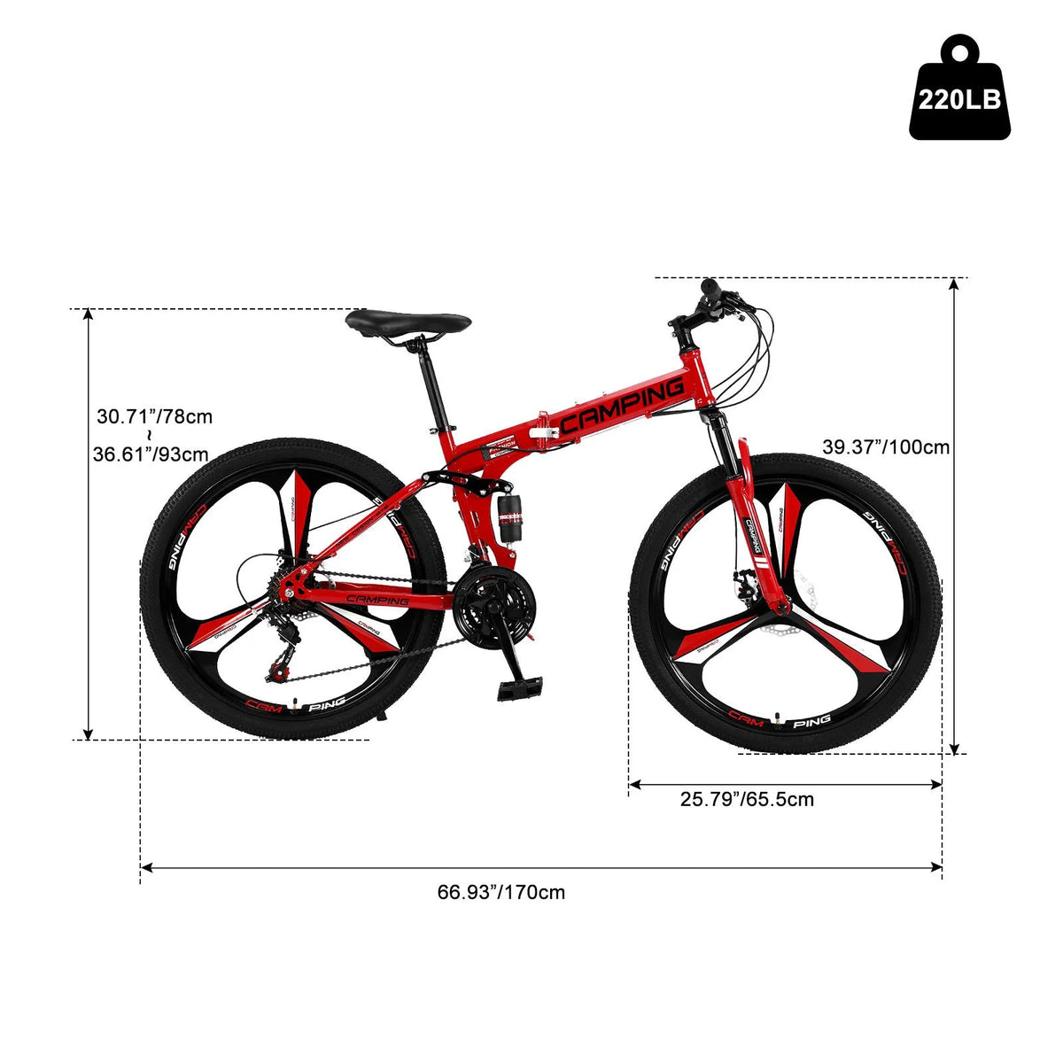 Zimtown 26" Folding Mountain Bike, Shimano 21 Speed MTB Bicycle for Adults, Black