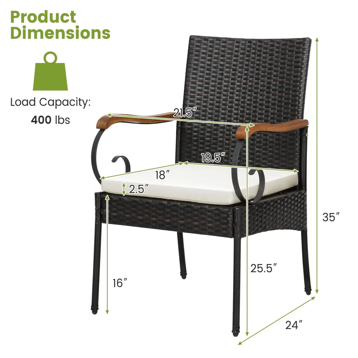 Tangkula 5-Piece Outdoor Dining Set with Acacia Wood Table & 4 Wicker Rattan Armrest Chairs