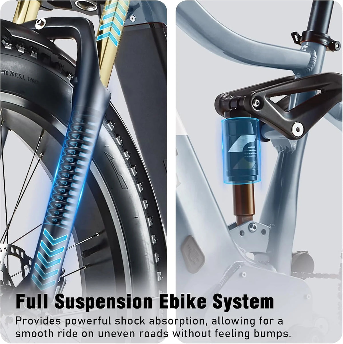 Dual Motors AWD 2000W Electric Bike for Adult 26'', UL2849 48V 60AH Removable Battery E - Mountain Bike 4'' Fat Tire up to 35MPH&200miles Long Range Off Road Ebike Beach Dual Hydraulic&Brakes E - Bicycle