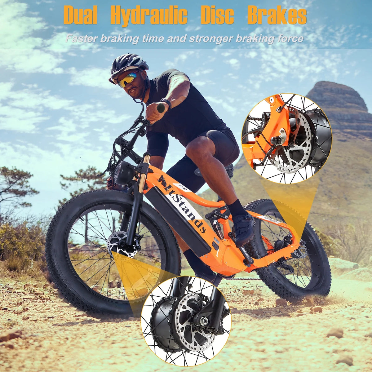Dual Motors AWD 2000W Electric Bike for Adult 26'', UL2849 48V 60AH Removable Battery E - Mountain Bike 4'' Fat Tire up to 35MPH&200miles Long Range Off Road Ebike Beach Dual Hydraulic&Brakes E - Bicycle