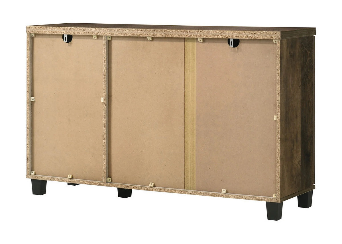 Qumbnk Wood Shoes Storage Cabinet with Handle, 3 Door Accent Cabinet for Living Room, Bedroom, Dark Brown