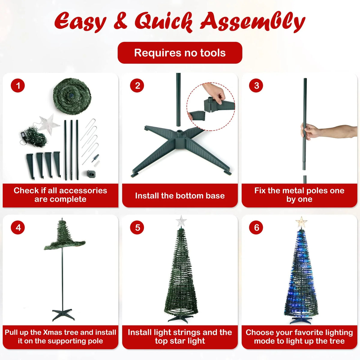 Tangkula 6.2FT Pop-Up Christmas Tree with 282 LED Lights