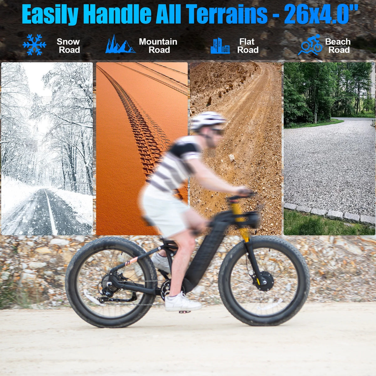 Dual Motors AWD 2000W Electric Bike for Adult 26'', UL2849 48V 60AH Removable Battery E - Mountain Bike 4'' Fat Tire up to 35MPH&200miles Long Range Off Road Ebike Beach Dual Hydraulic&Brakes E - Bicycle