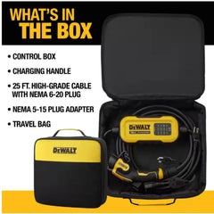 DEWALT Level - 2 Portable Electric Vehicle EV Charger up to 16 Amps, 120 - 240 - Volt AC 3.8 KW, 25 Ft. Cable, Weatherproof