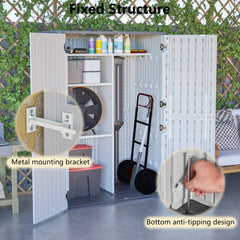AECOJOY 61.6 Cu.ft Outdoor Resin Storage Shed with Easy Lift Hinges & Adjustable Divider