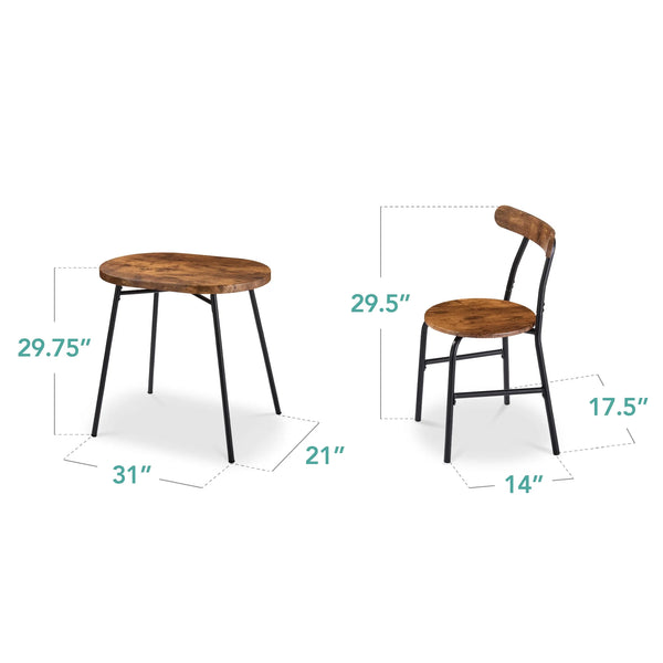 Best Choice Products 3 - Piece Modern Oval Dining Table Set, Small Kitchen Dinette W/ 2 Chairs - Black/Black