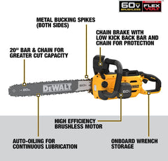 Dewalt 60V Max* Brushless Cordless 20 In. Chainsaw (Tool Only)