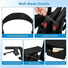Ultralight Carbon Fiber Rollator Walker for Seniors, Foldable Rolling Walker with Seat, 8" Wheels, Adjustable Handles & Backrest, Storage Bag