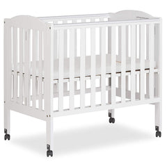 Dream on Me 2 - in - 1 Folding Portable Mini Crib in White. Mattress Pad Included. Easy to Fold and Store Baby Crib. Two Adjustable Mattress Height Positions Convertible Crib