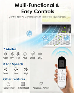 AECOJOY 10000 BTU Window Air Conditioner, Energy-Saving Window AC Unit, Cools up to 250 Sq. Ft.