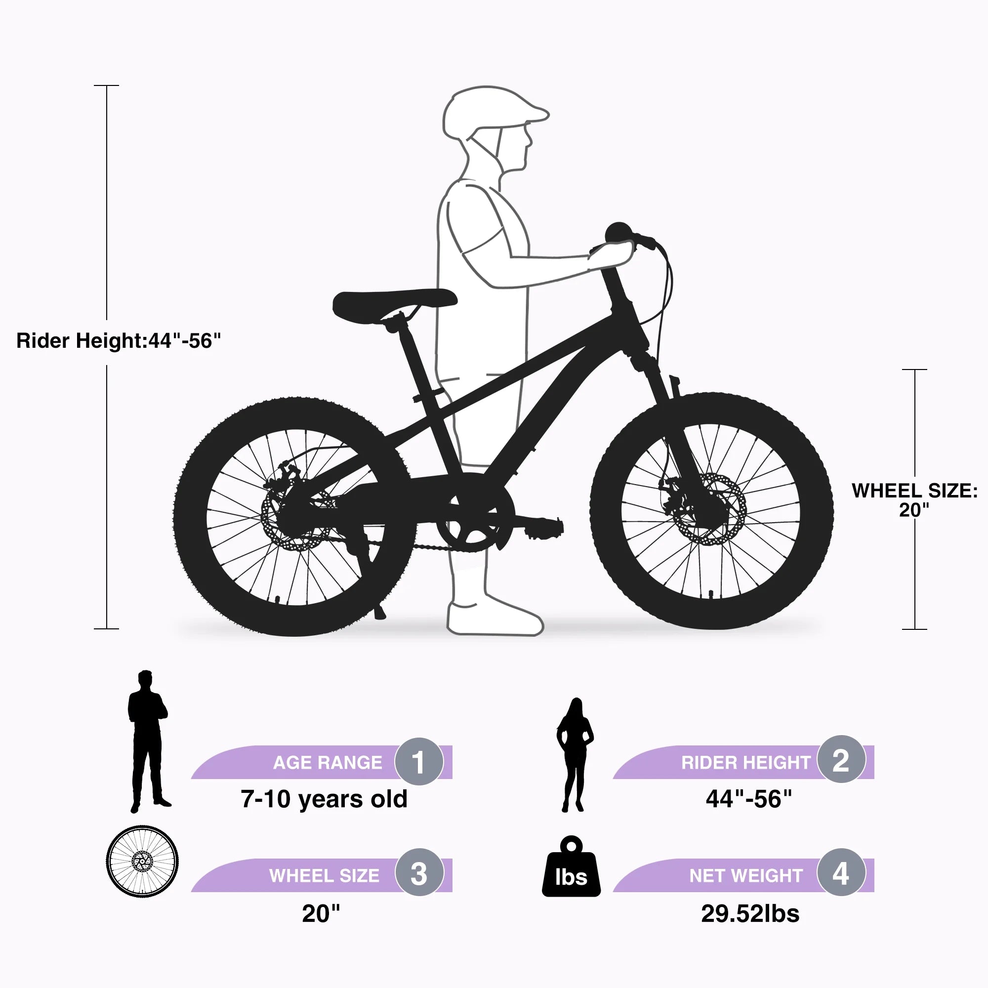 Zukka 20 in Kids Mountain Bike Steel Frame Hardtail Bicycle for Child Aged 7 - 10 Years Pink