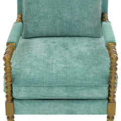 Pioneer Woman Harper Spindle Accent Chair, Jade Fabric Upholstery