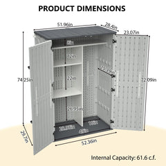 AECOJOY 61.6 Cu.ft Outdoor Resin Storage Shed with Easy Lift Hinges & Adjustable Divider