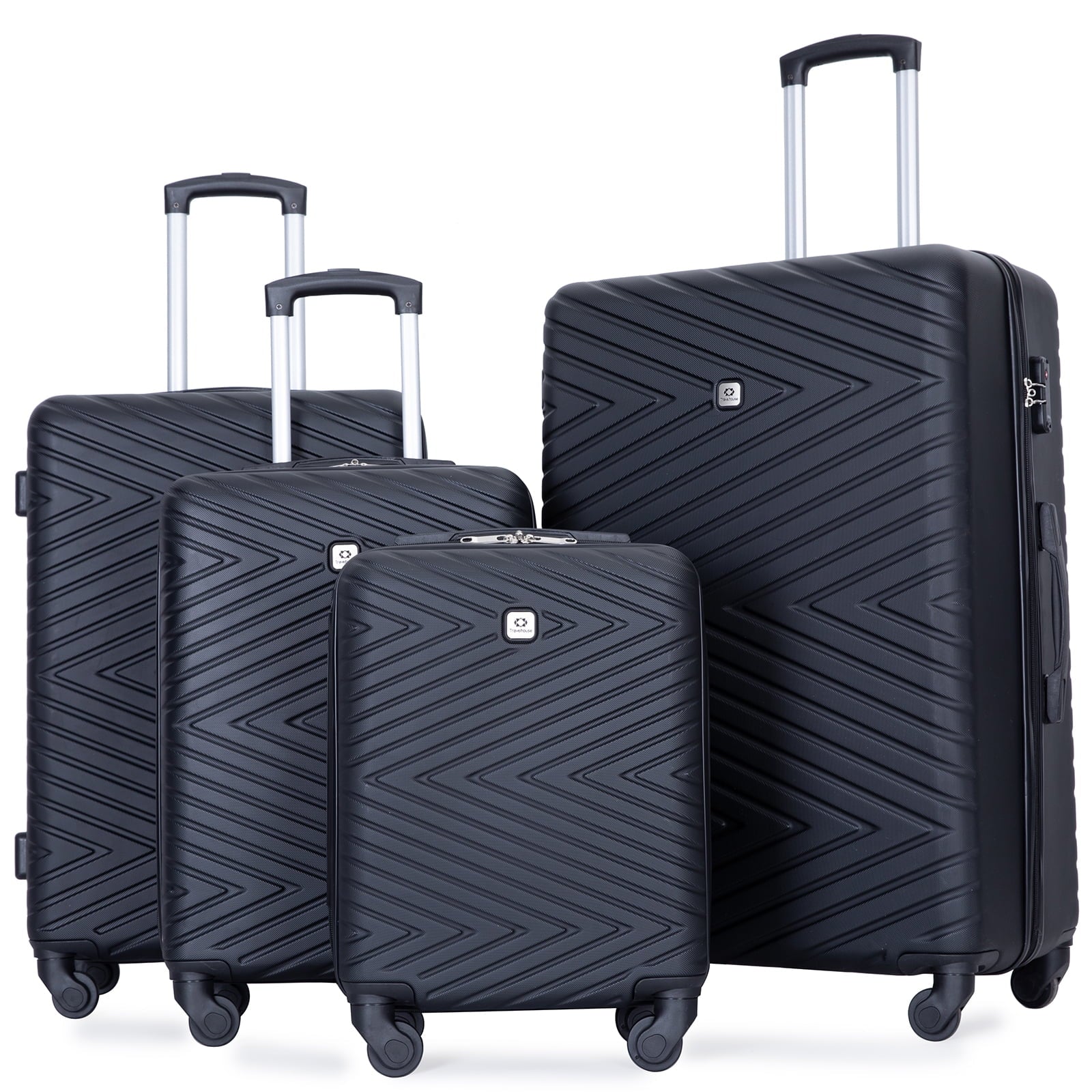Travelhouse 4 Piece Hardshell Luggage Set Hardside Lightweight Suitcase with TSA Lock Spinner Wheels.(Blue)