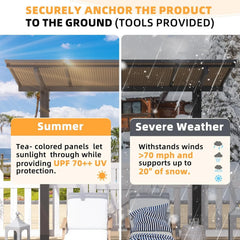 AECOJOY 8' x 5' Gazebo Outdoor Pergola for Patio, Freestanding Lean to Hard Top Grill Gazebo