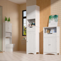Aiho 67"h Bathroom Storage Cabinet with 2 Doors and 1 Drawer for Bathroom, Bedroom, Kitchen, and Living Room - White