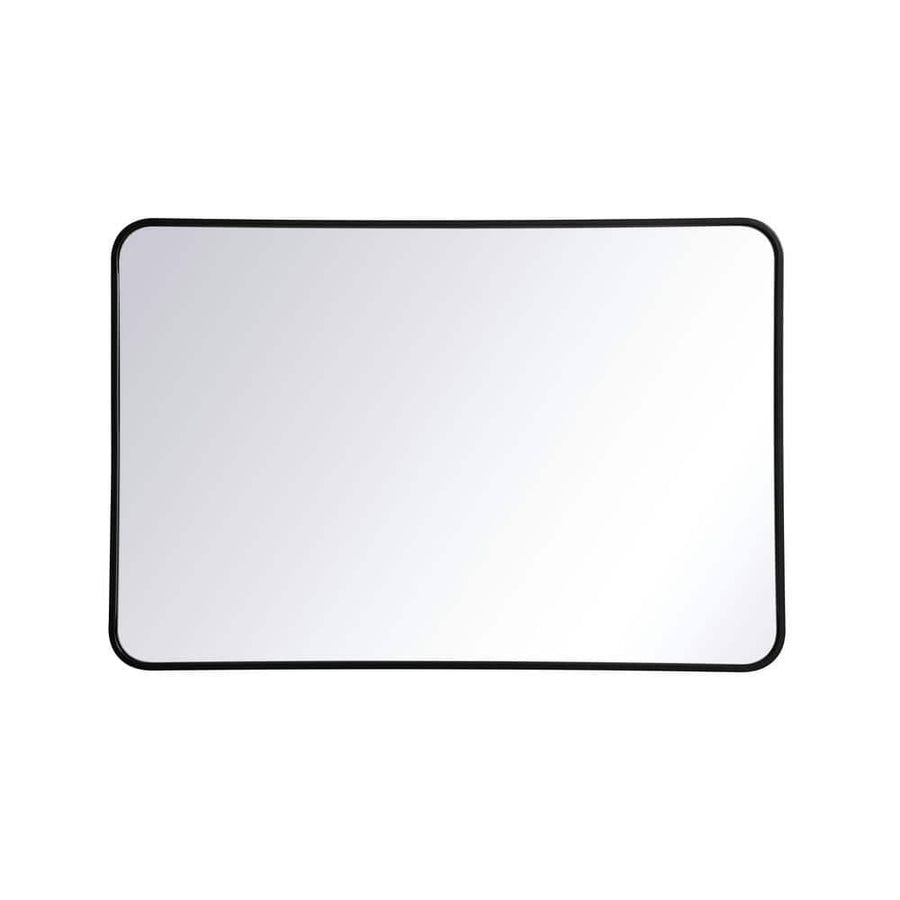 WM1602740BK Timeless Home 40 in. H x 27 in. W Black Modern Soft Corner Rectangular Wall Mirror