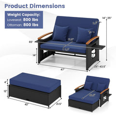 Tangkula Patio Rattan Daybed with 4-Level Adjustable Backrest