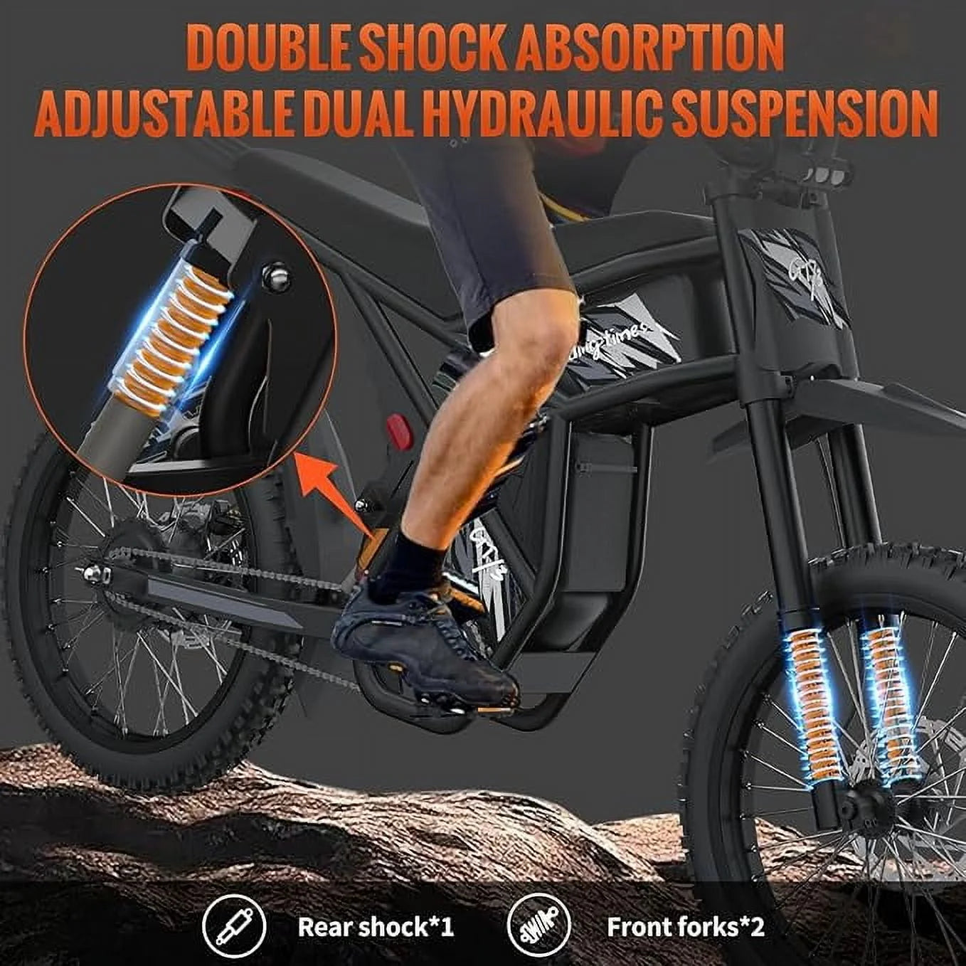 GT73 Electric Bike for Adults, 2000W UL 2849 Electric Dirtbike with 25" Motorcycle Tires, 48V36.4AH Dual Battery Ebike, Max 37 Mph & 85 Mile Long Range, Dual Hydraulic Brakes & Full Suspension