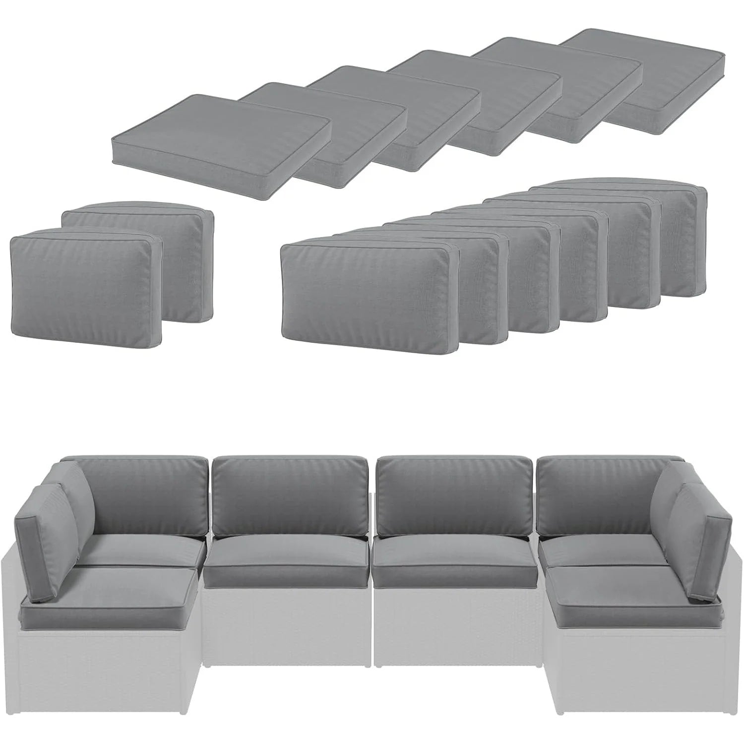 AECOJOY Outdoor Cushions for Patio Furniture 14PCS Outdoor Cushion Covers Replacement Washable with Zipper