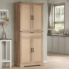 FUSOU 72'' Kitchen Storage Pantry Cabinet, Tall Storage Cabinet with 8 Door Shelves, 2 Cabinets and 1 Drawer, Freestanding Cupboard for Kitchen, Dining Room, Bathroom, Laundry