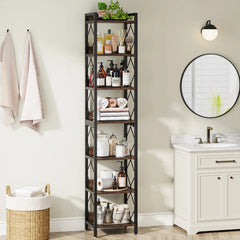Tribesigns 78.7 in Tall Narrow Bookshelf, Freestanding 7 - Tier Bookcase, Skinny Corner Storage Organizer for Home Office