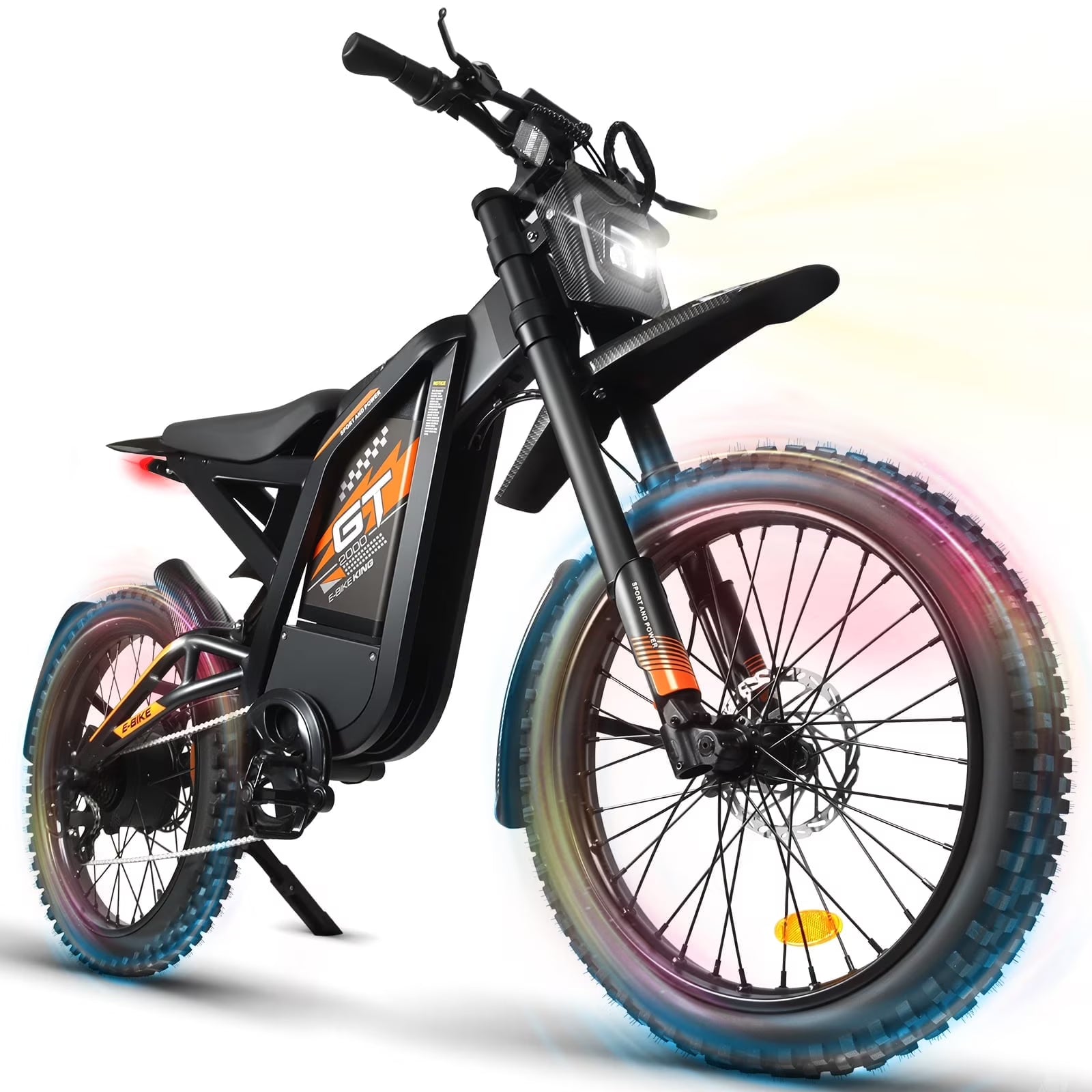 OUXI GT2000 Electric Dirt Bike for Adults, 3000W Peak Electric Motorcycle, 37MPH Electric Bike, 48V 30ah Battery, 85+Miles Mountain Bike, 24" Fat Tire Ebike, Hydraulic Brakes, Full Suspension, UL2849