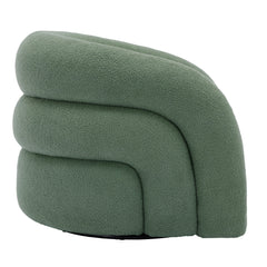 360 Swivel Accent Chair for Living Room, Boucle Barrel Armchair Single Sofa Chair Reading Chair, Sage Green