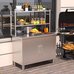 AECOJOY Stainless Steel Table with Cabinet 40"x20" Prep Table for Commercial Kitchen Countertop