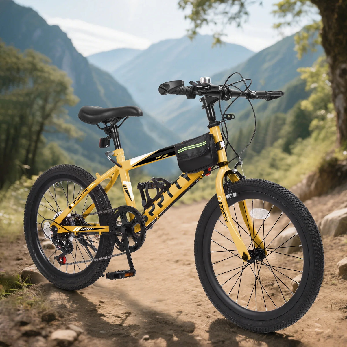 SPPTTY 20 - 24 in Bike, 6 - Speed Mountain Bike for Men Women Boys Girls, Comfort Saddle, Blue