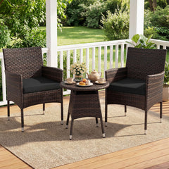 Tangkula 3 Piece Patio Furniture Set | Hand-Woven PE Wicker Conversation Set