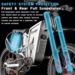 Freego X2 Pro 6000W(Peak) Motor Electric Dirt Bike for Adult, 60V30AH Battery Electric Motorcycle, 50MPH Speed Electric Bicycle, 19x2'' Full Suspension/Hydraulic Brake