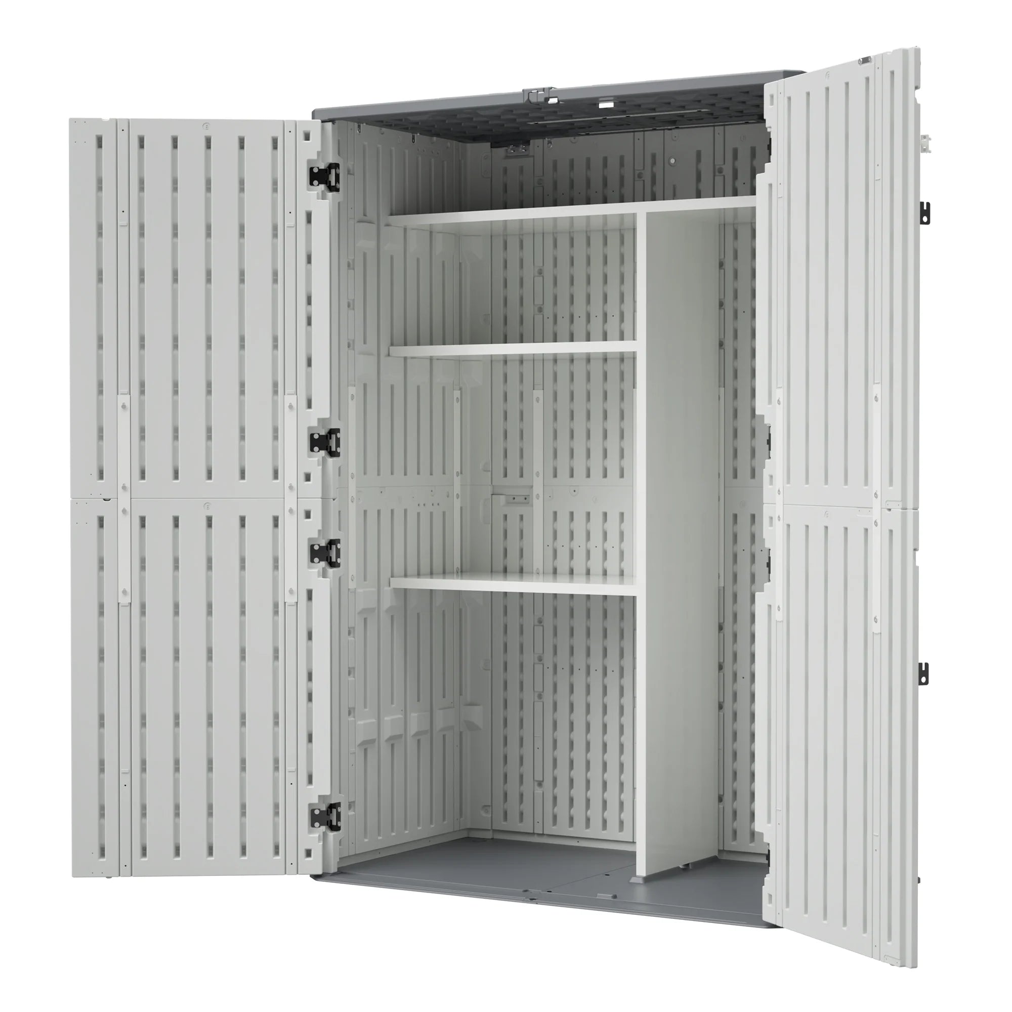 AECOJOY 61.6 Cu.ft Outdoor Resin Storage Shed with Easy Lift Hinges & Adjustable Divider