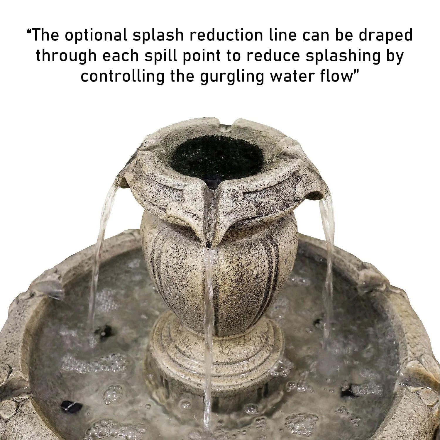 48�?h Outdoor Floor Water Fountain, 3 - Tiers Concrete Water Fountain with Submersible Electric Pump - Garden Cascading Waterfall for Yard Patio Lawn Home Decor