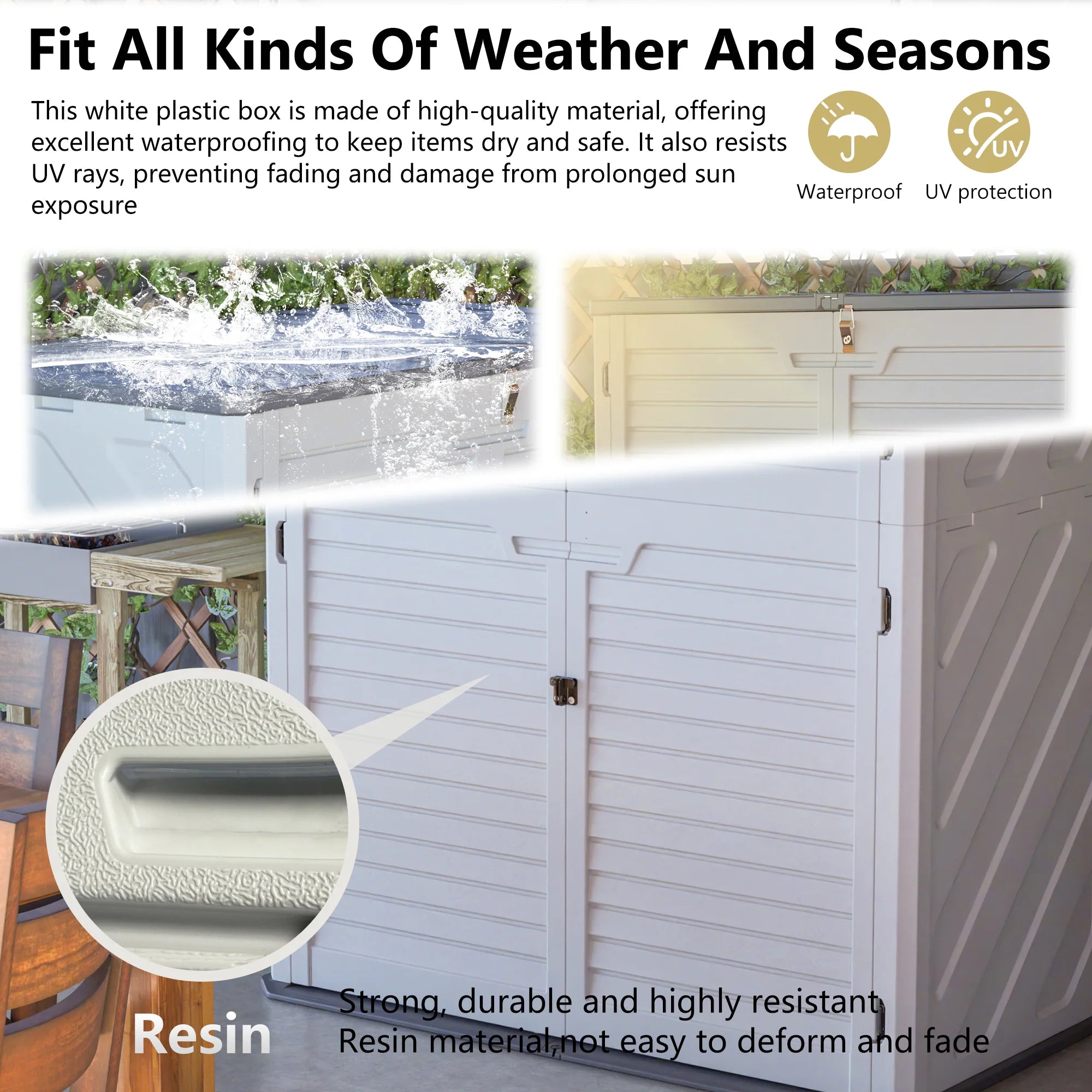 AECOJOY 61.6 Cu.ft Outdoor Resin Storage Shed with Easy Lift Hinges & Adjustable Divider