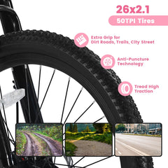 Ecarpat 26 in Mountain Bike Adults Womens Mountain Bicycles with Dual Disc Brakes Shimano 21 - Speed Full Suspension MTB Bicycles for Outdoor Commuting Exercise, Multi Colors