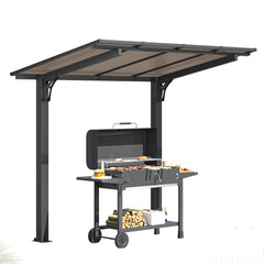 AECOJOY 8' x 5' Gazebo Outdoor Pergola for Patio, Freestanding Lean to Hard Top Grill Gazebo
