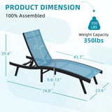 AECOJOY Outdoor Chaise Lounge, All Weather Pool Lounge Chairs Ergonomic Design (Blue, 2 PCs)