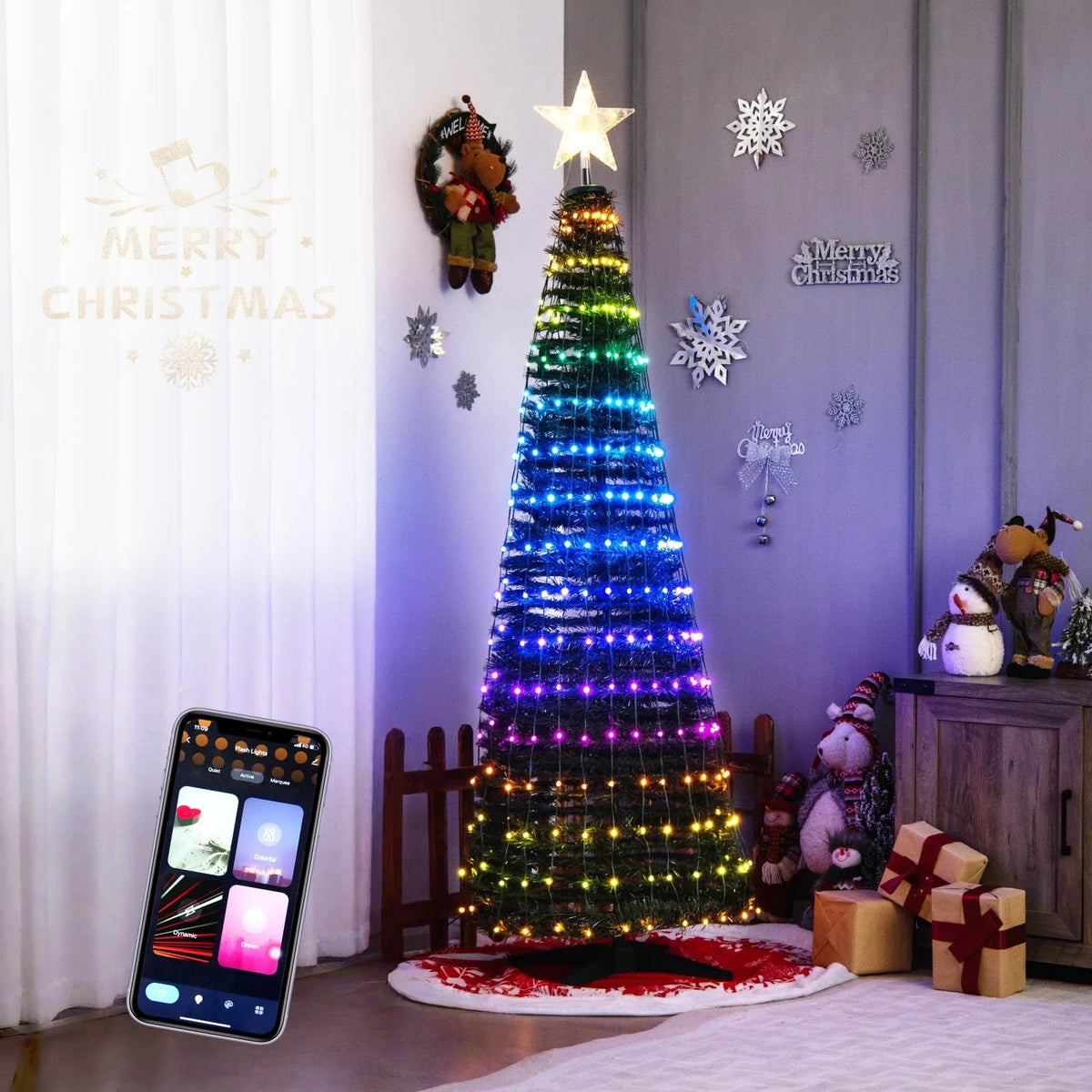 Tangkula 6.2FT Pop-Up  Christmas Tree with 282 LED Lights