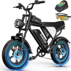 Ridstar Electric Biycle for Adults, 1200W 32MPH, 48V 20AH Electric Dirt Bike, 20" Fat Tire 7 Speed Mountain Bike UL2849