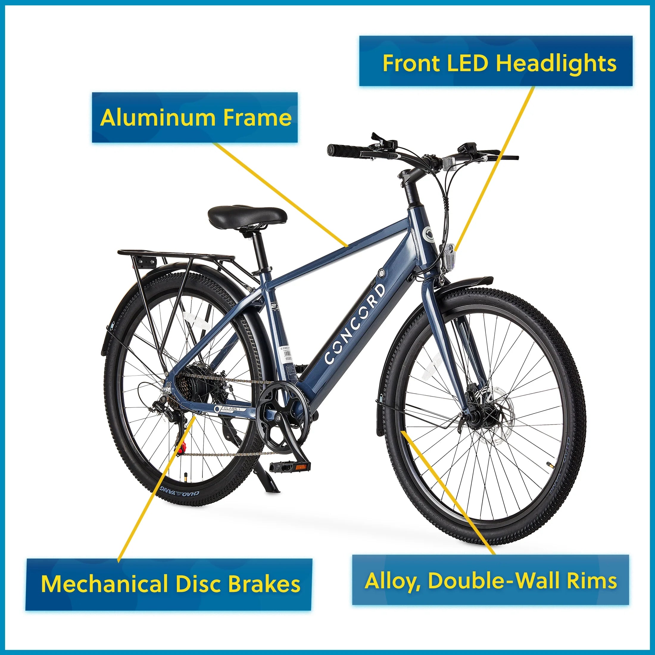 Concord 27.5" Step - Over Electric Commuter Bike, 36V, Gray, Fits Riders 5'1" - 6'1", Adult, Unisex