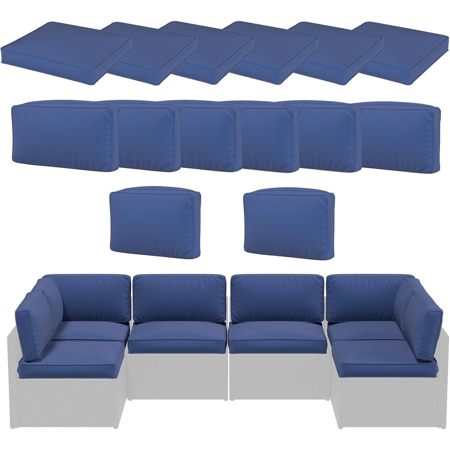 AECOJOY Outdoor Cushions for Patio Furniture 14PCS Outdoor Cushion Covers Replacement Washable with Zipper