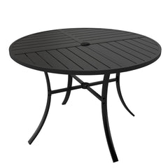 Tangkula 42.5" Round Metal Patio Dining Table for 4 with Umbrella Hole