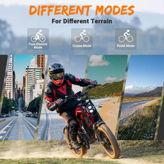 Luckeep M5 Electric Bike for Adults/Teen, 1500W Peak Motor, Max 32MPH, 48V 15AH Battery, Max 60 Miles Electric Motorcycle for Mountains, 20" Fat Tire Electric Dirt Bike, Sand, Road, Full Suspension