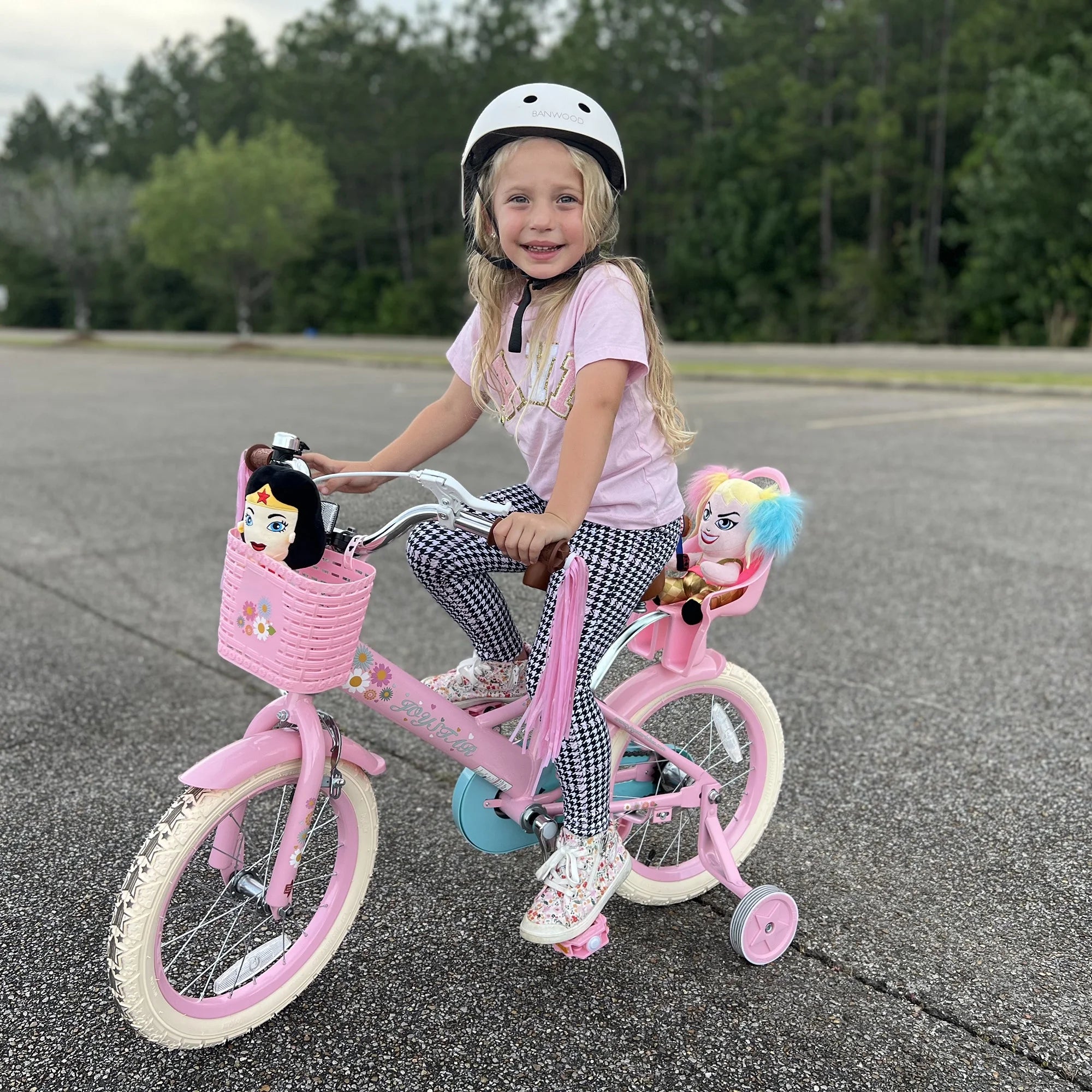JOYSTAR Little Daisy 14 in Kids Bike for 3 4 5 Years Girls with Handbrake Children Princess Bicycle with Training Wheels Basket Streamer Toddler Cycle Bikes Blue