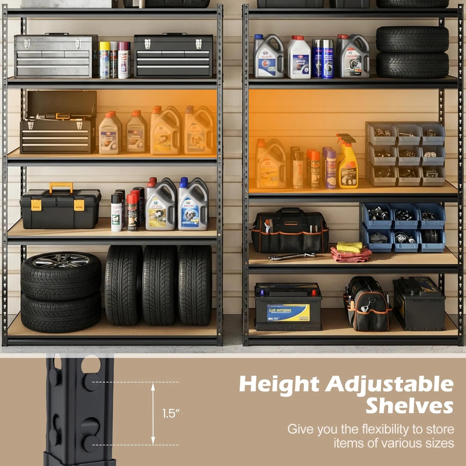 Giantex 5-Tier Metal Storage Shelves w/Adjustable Utility Rack (48" W x 24" D x 72" H)