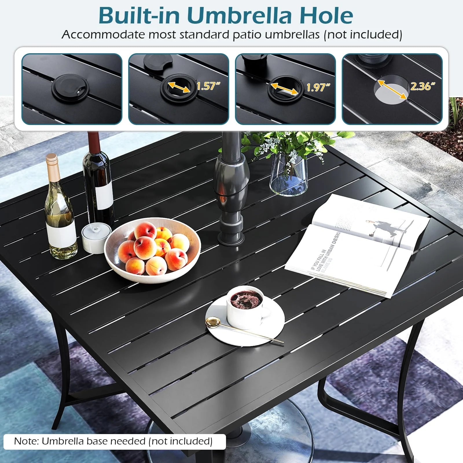 Tangkula 5 Pieces Patio Dining Set for 4 with Umbrella Hole