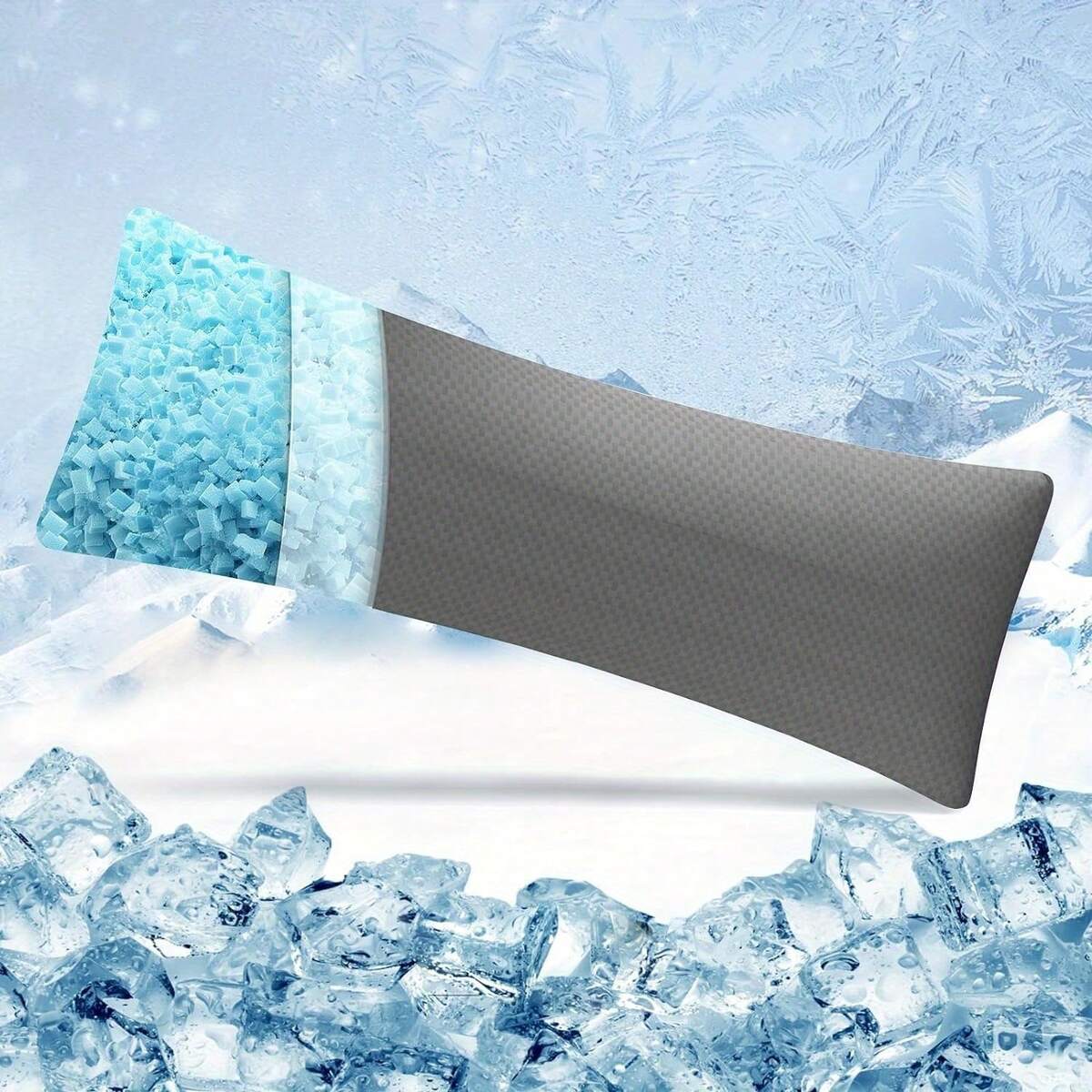 [Cooling Body Pillow] Shredded Blue Cooling Body Pillow For Adults - 20x54 Inch Washable Pillowcase With Pillow Insert