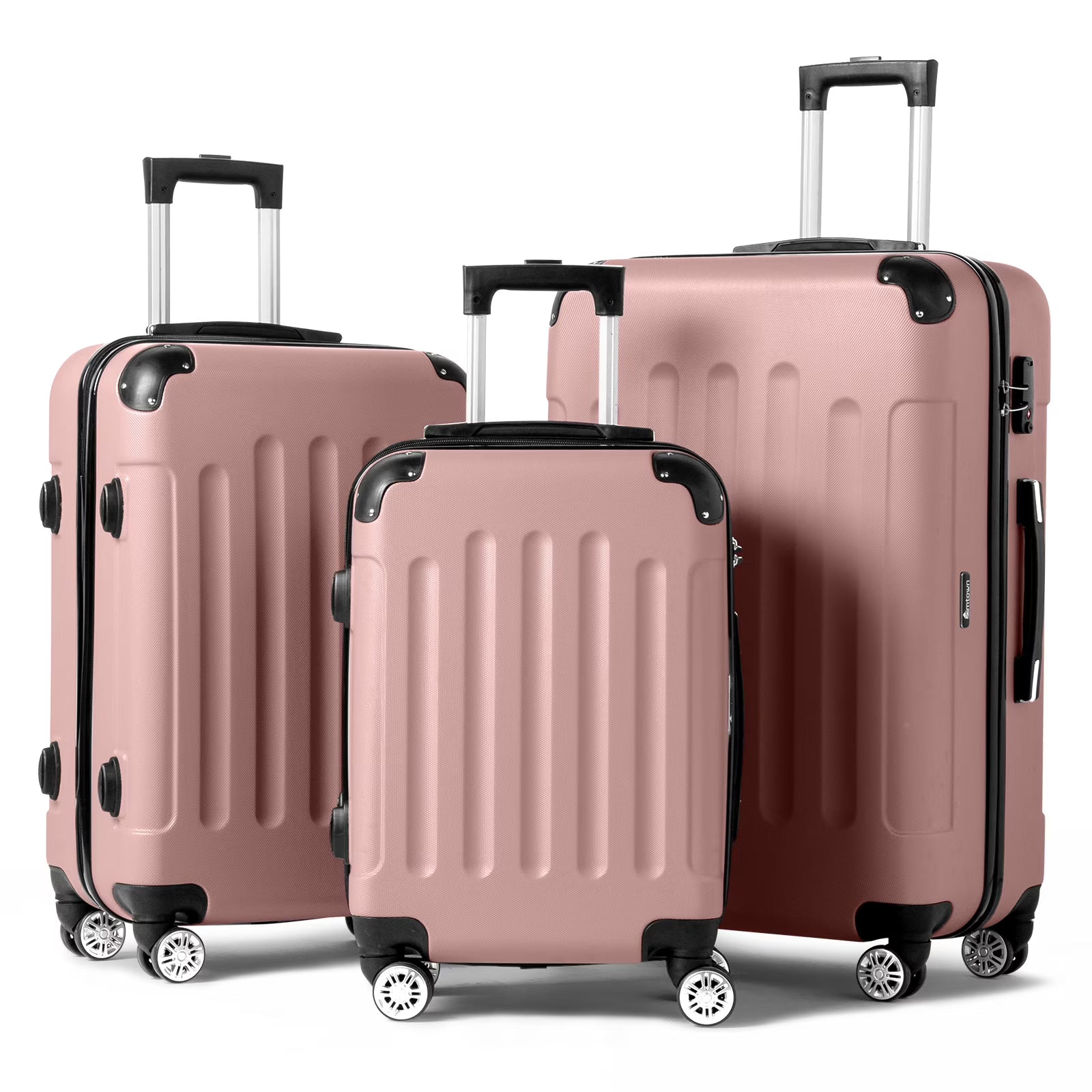 Zimtown Luggage 3 Piece Set Suitcase ABS Hardside Lightweight with TSA Lock Spinner Wheels, Beige